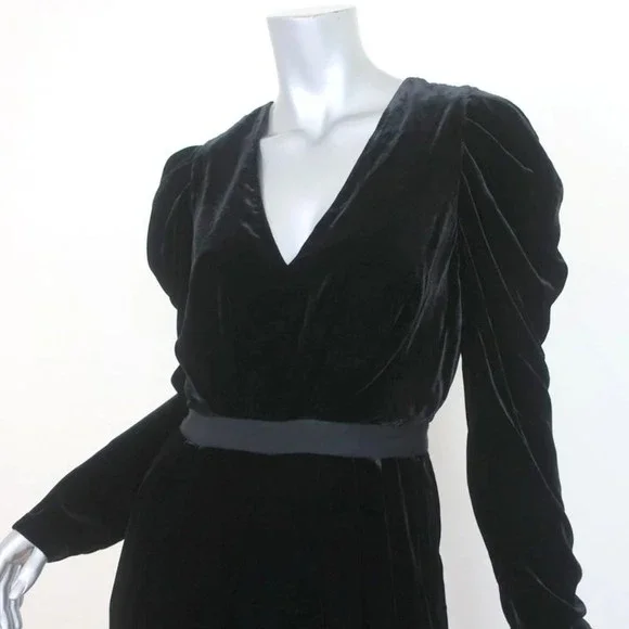 Ulla Johnson Jumpsuit Sabine Black Velvet Size 6 Long Sleeve V-Neck NEW - Picture 3 of 8